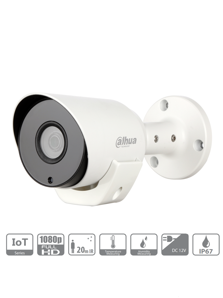 CAMARA BULLET 2 MP/ LENTE 3.6 MM/ IOT / MEDICION DE TEMPERATURA DE -40° A 60° /MEDICION DE HUMEDAD 10 A 95% / IR 20 MTS / IP67