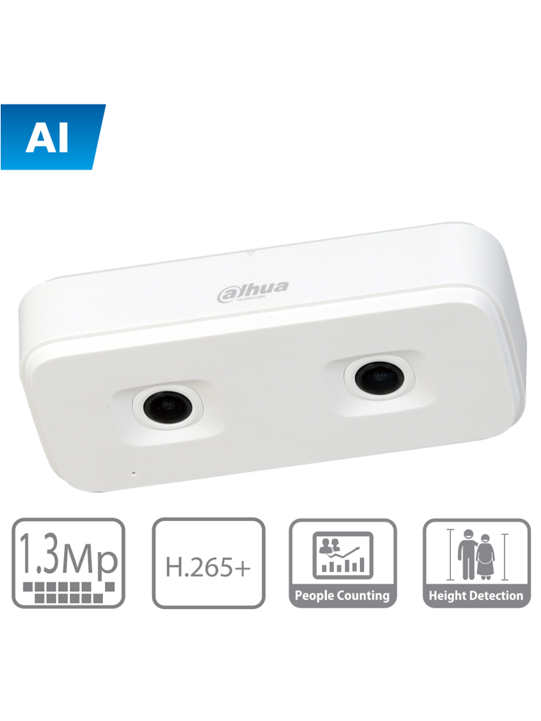 CAMARA IP DUAL PARA CONTEO DE PERSONAS / IA / H.265+ / 1,3 MEGAPIXELES / MICRO SD / IP54 / POE
