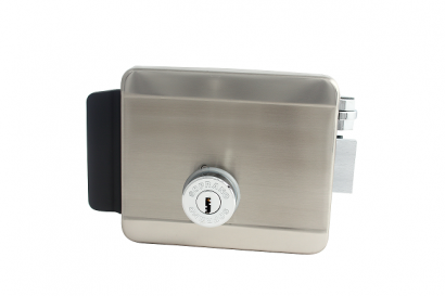 CHAPA ELECTRICA / INOXIDABLE / CON BOTON / LLAVE DE PUNTOS