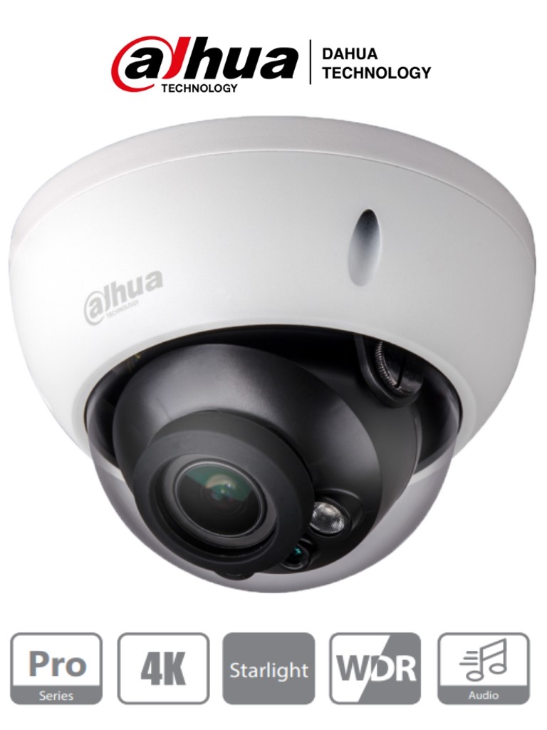 CAMARA DOMO ANTIVANDALICA 4K/ LENTE MOT. DE 3.7 A 11MM/ IR DE 30 MTS/ ENTRADA DE AUDIO/ STARLIGHT/ WDR 120 DB/ IK10/ METALICA.